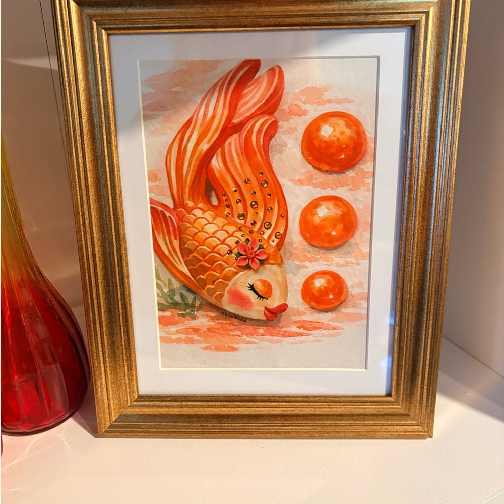 Gold Framed Goldfish Art Print